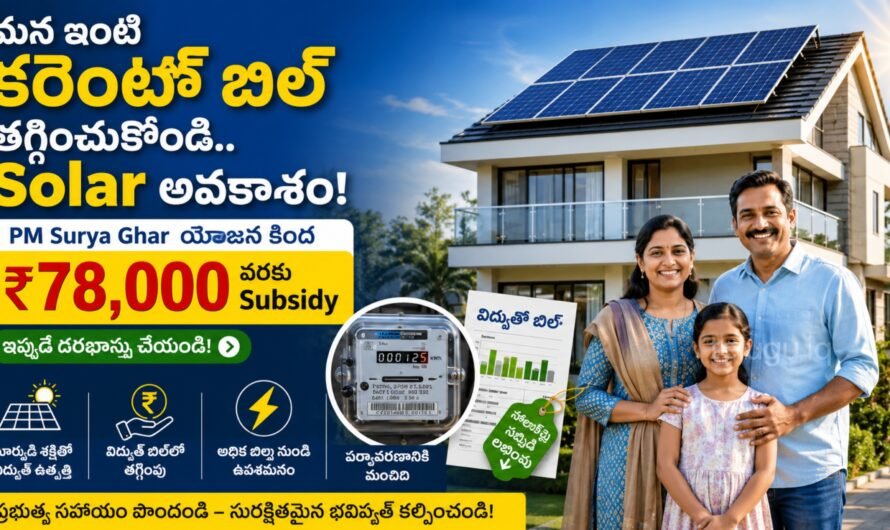 ఇంటి కరెంట్ బిల్ తగ్గించుకునే అవకాశం.. PM Surya Ghar పథకం కింద ₹78,000 వరకు Solar Subsidy.. పూర్తి వివరాలు ఇవే!